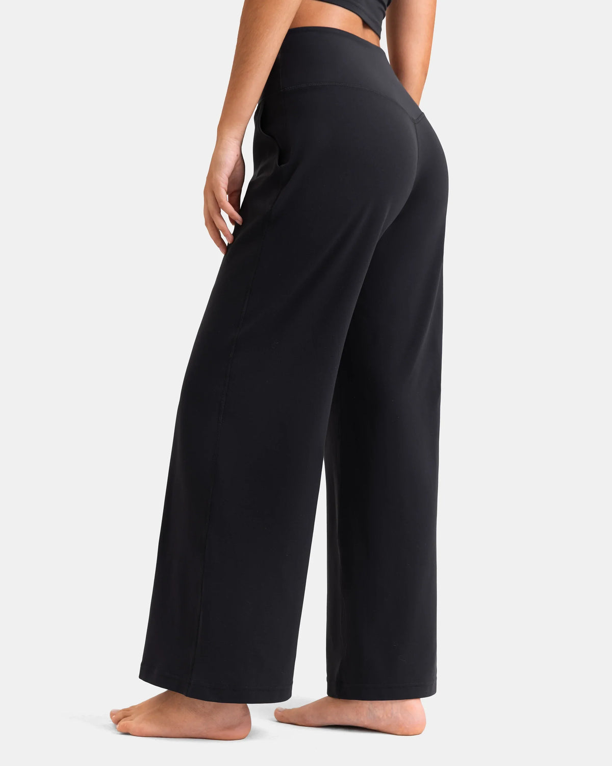Dreamlux® Wide Leg High Waisted Ultra Soft 27.5" Daily Pant - Petite — Black