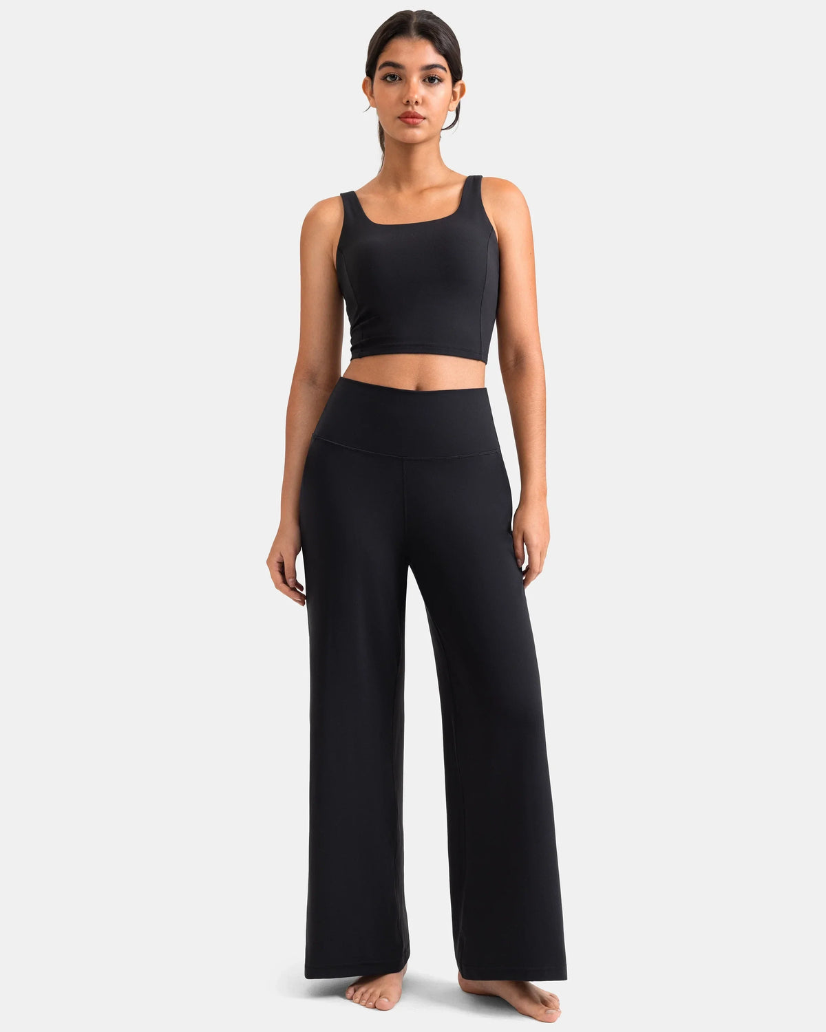 Dreamlux® Wide Leg High Waisted Ultra Soft 27.5" Daily Pant - Petite — Black