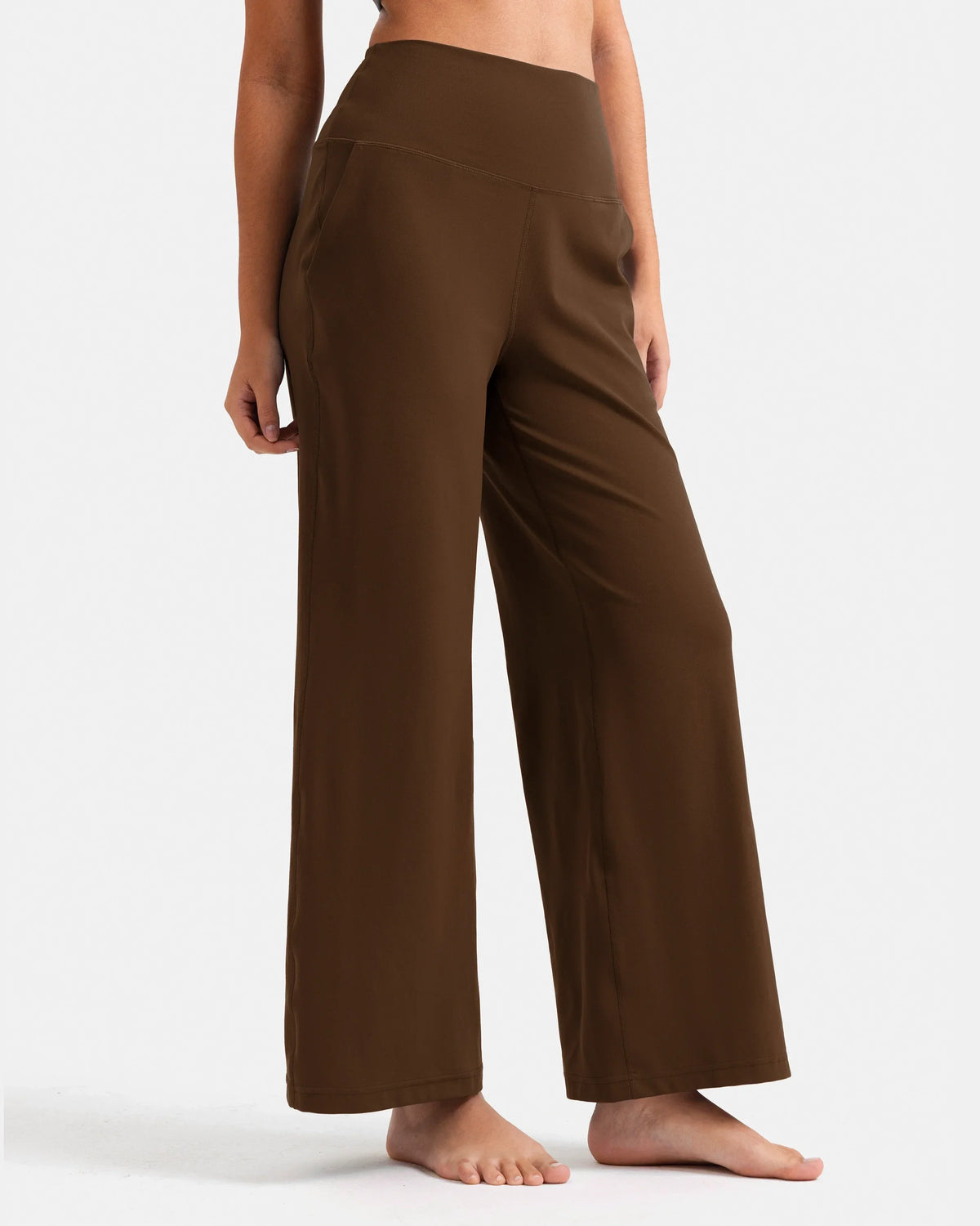 Dreamlux® Wide Leg High Waisted Ultra Soft 27.5" Daily Pant - Petite — Cocoa 
