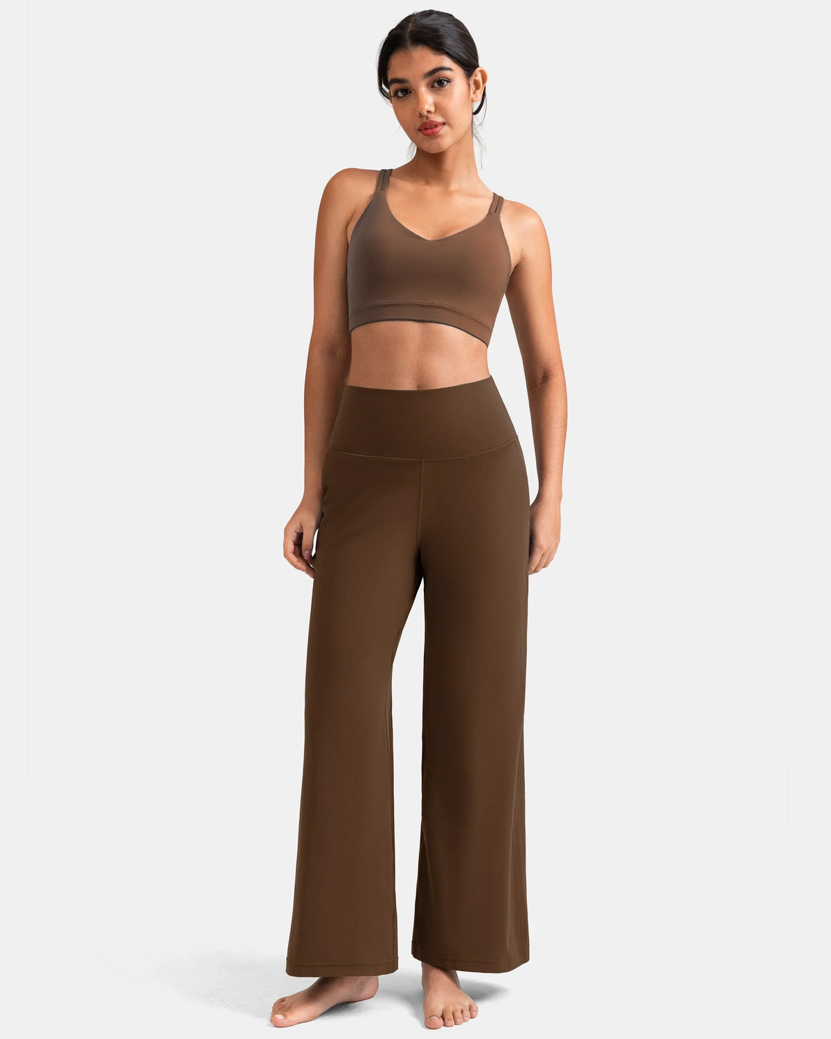 Dreamlux® Wide Leg High Waisted Ultra Soft 27.5" Daily Pant - Petite — Cocoa 