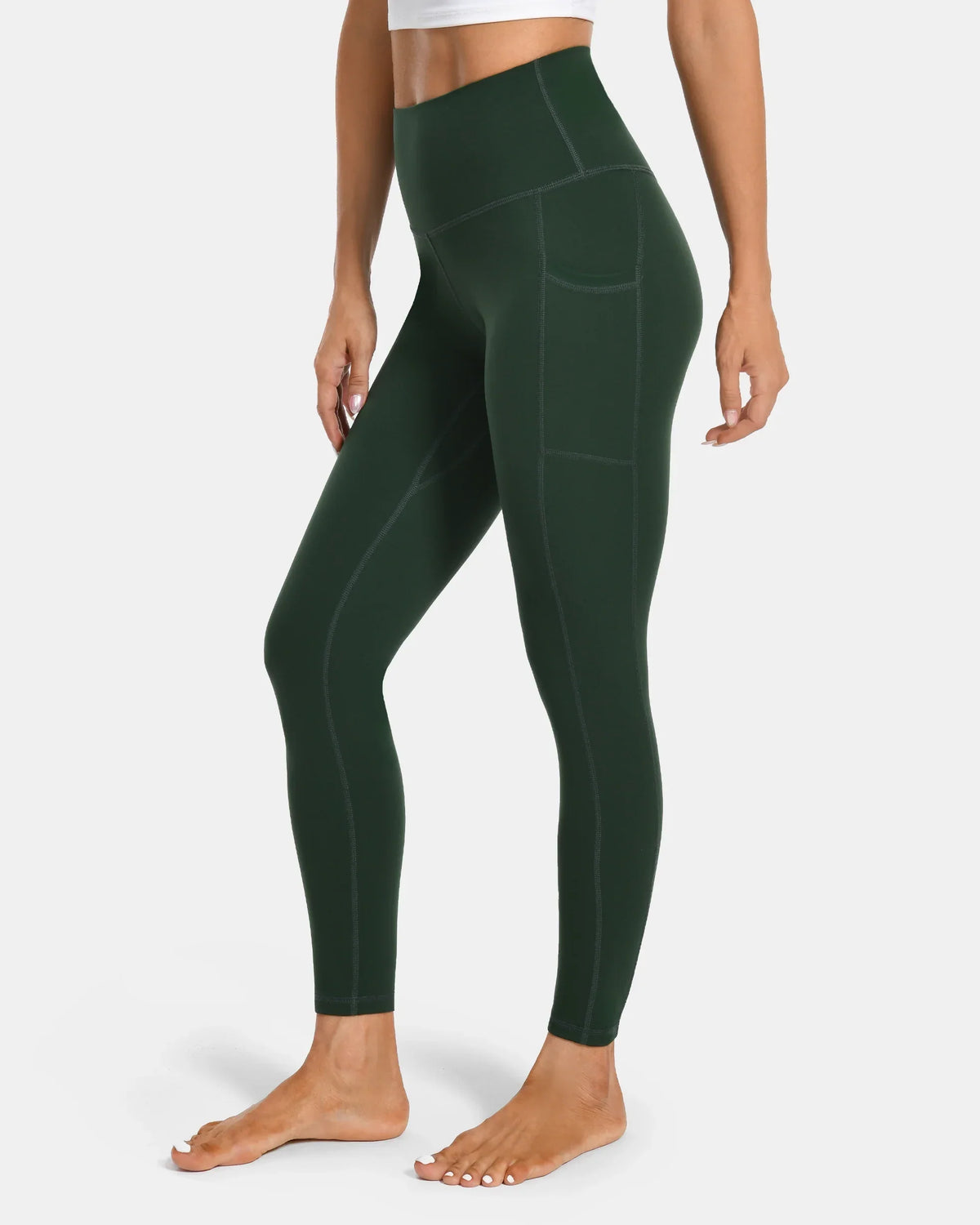 Essential High Waisted 25" Legging w/ Pockets — Forest Green