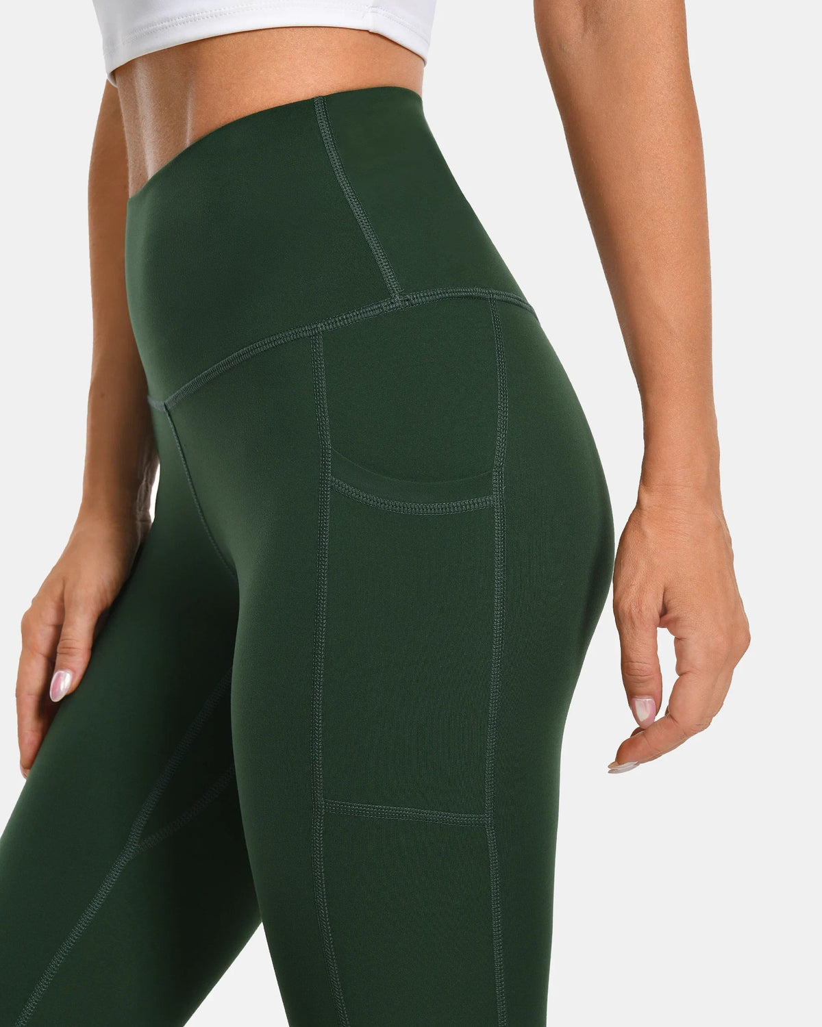 Essential High Waisted 25" Legging w/ Pockets — Forest Green