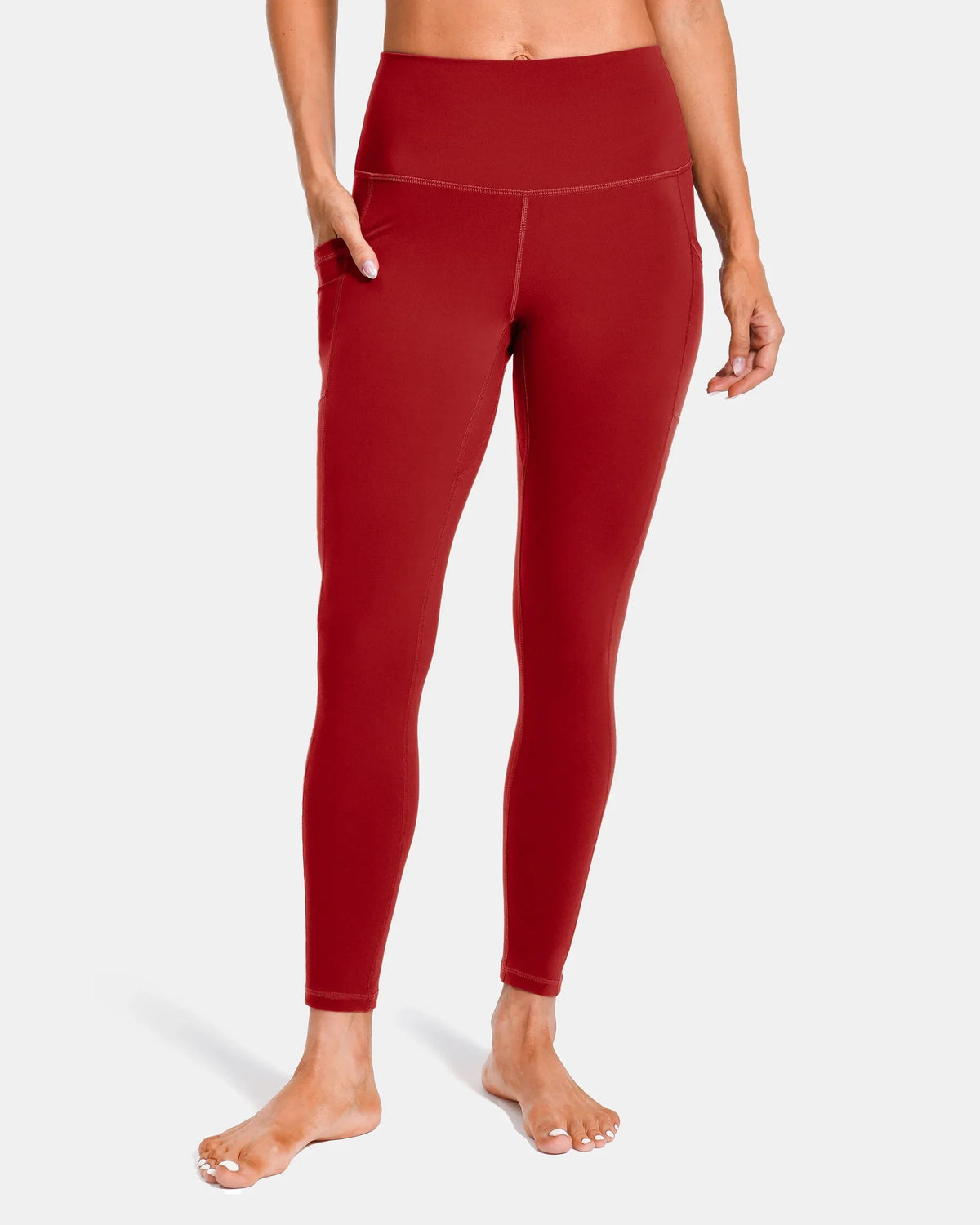 Essential High Waisted 25" Legging w/ Pockets — Rose Red