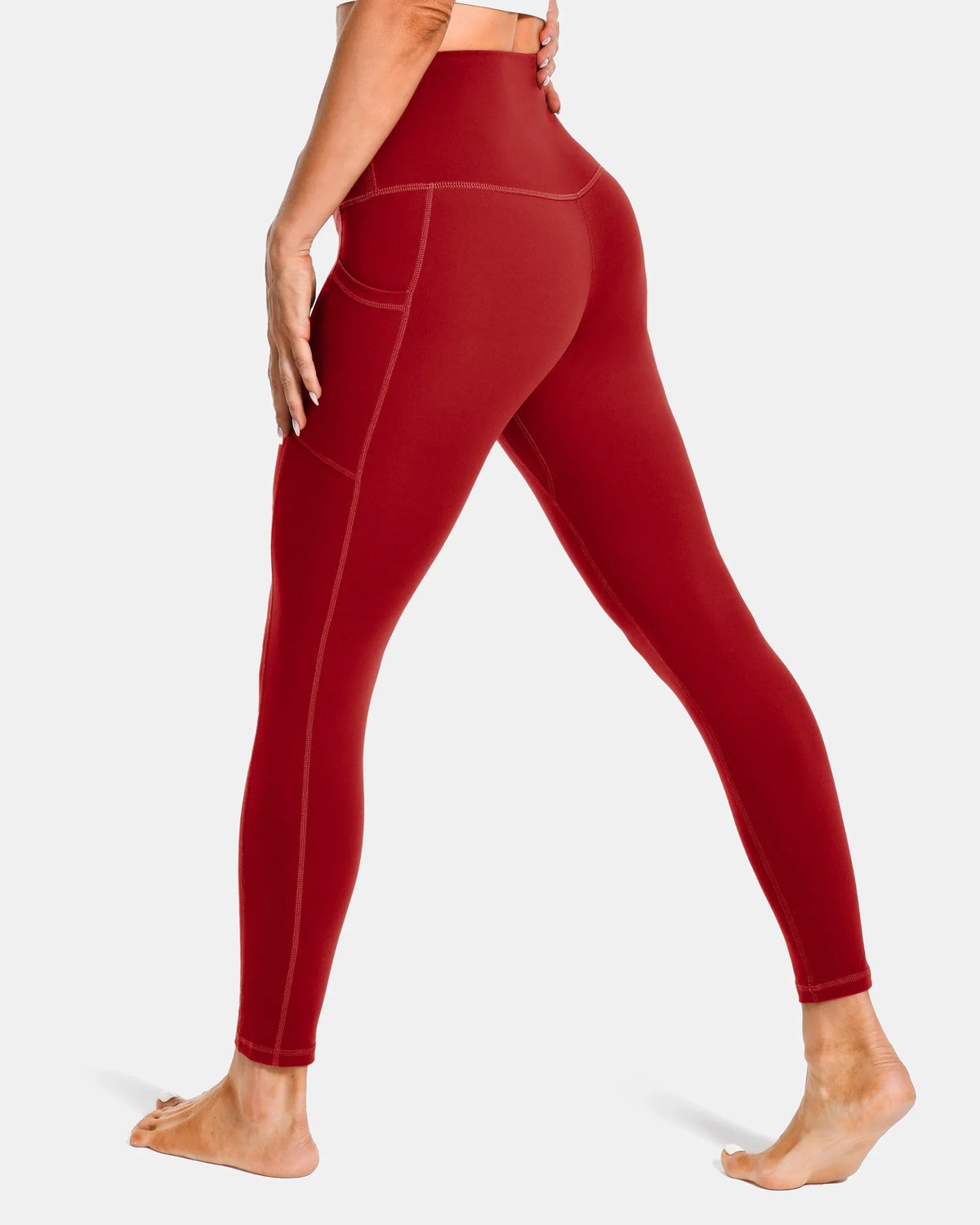 Essential High Waisted 25" Legging w/ Pockets — Rose Red