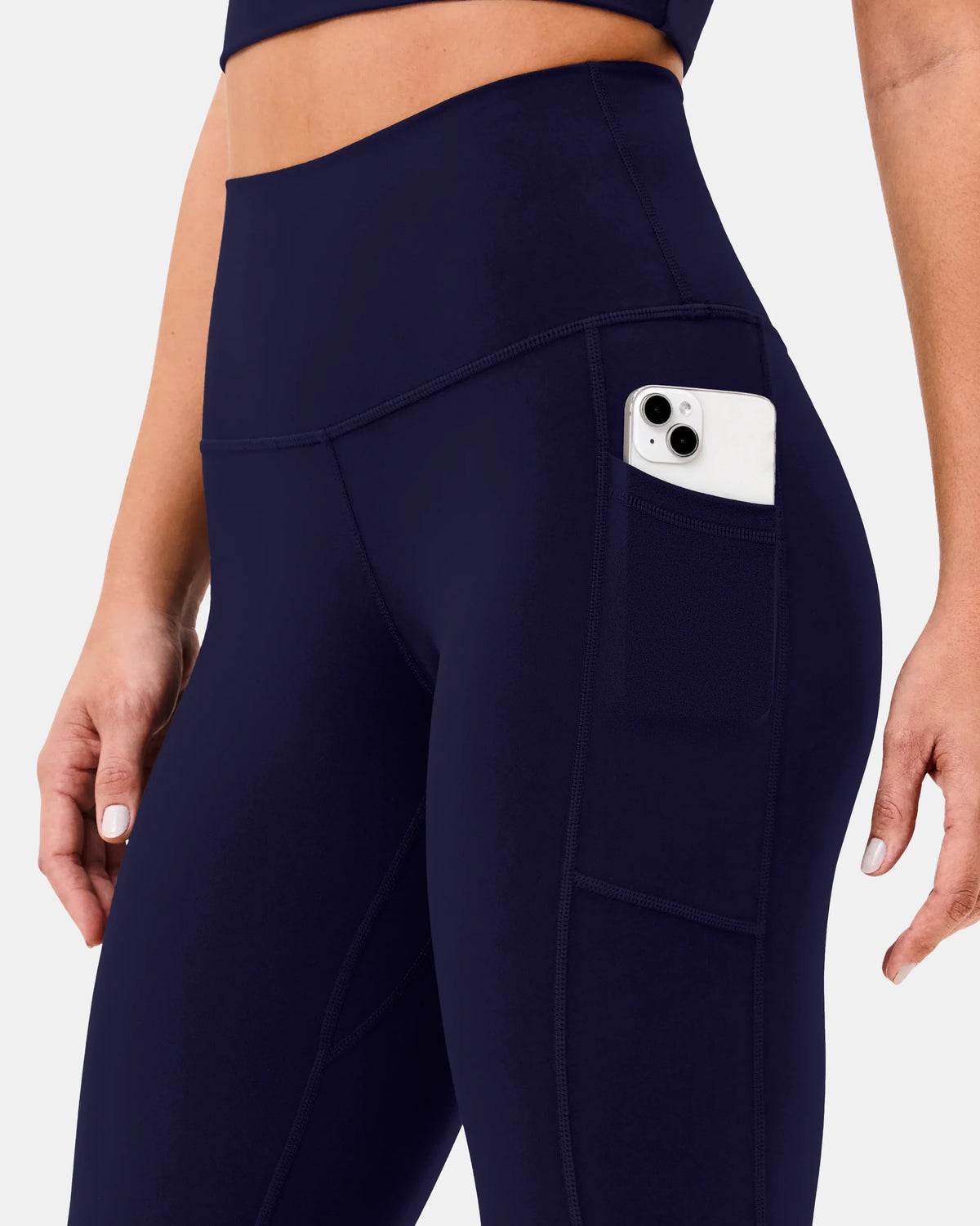 Essential High Waisted 21" Sports Legging w/ Pockets — Navy