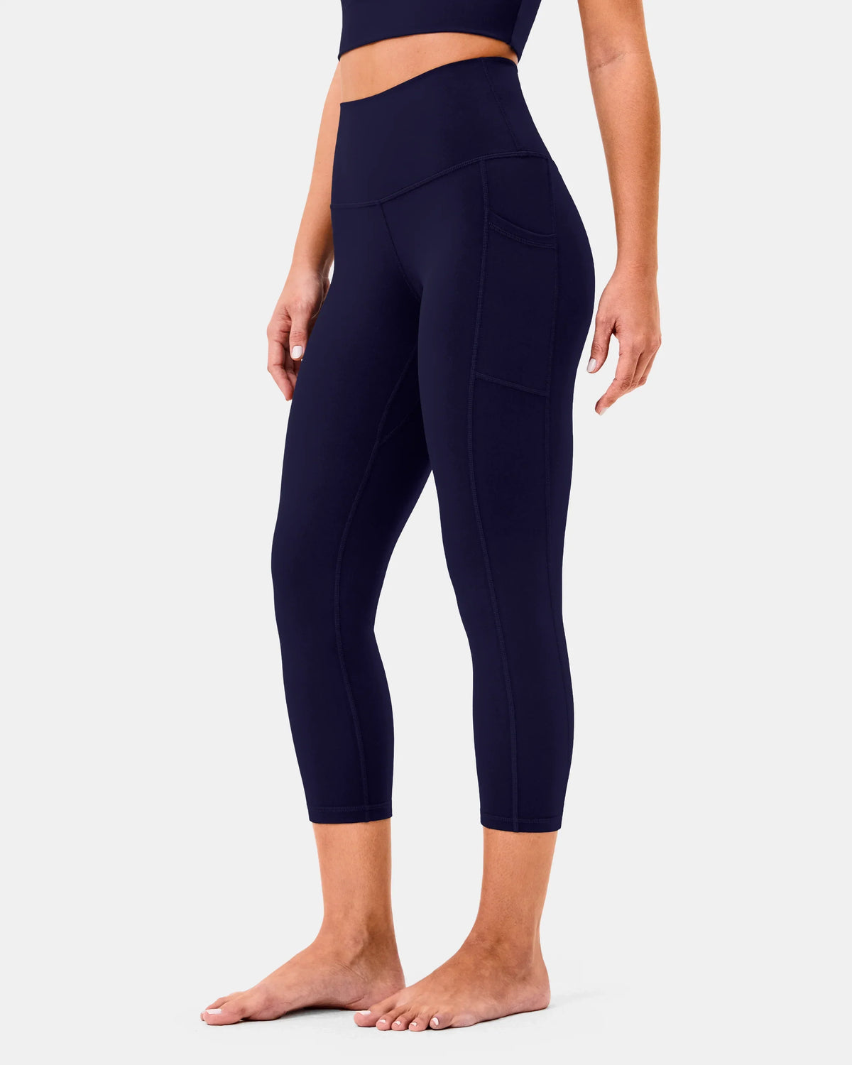 Essential High Waisted 21" Sports Legging w/ Pockets — Navy
