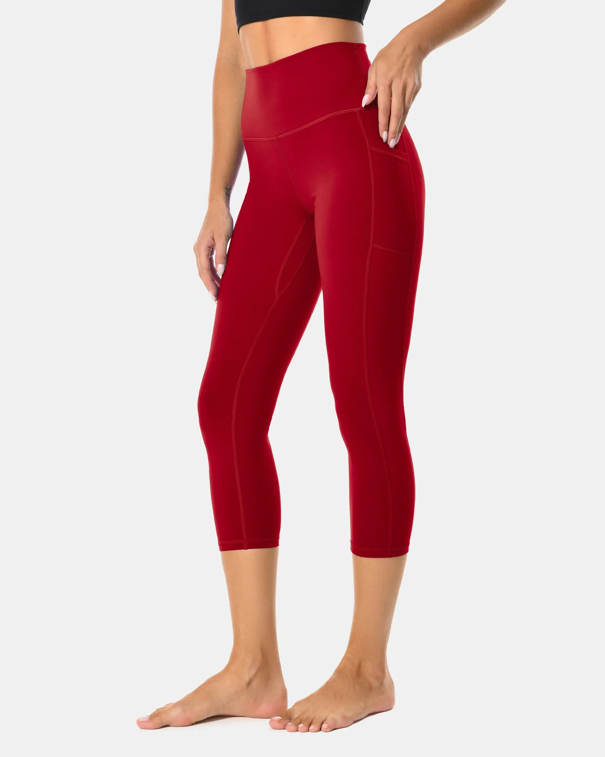 Essential High Waisted 21" Sports Legging w/ Pockets — Rose Red