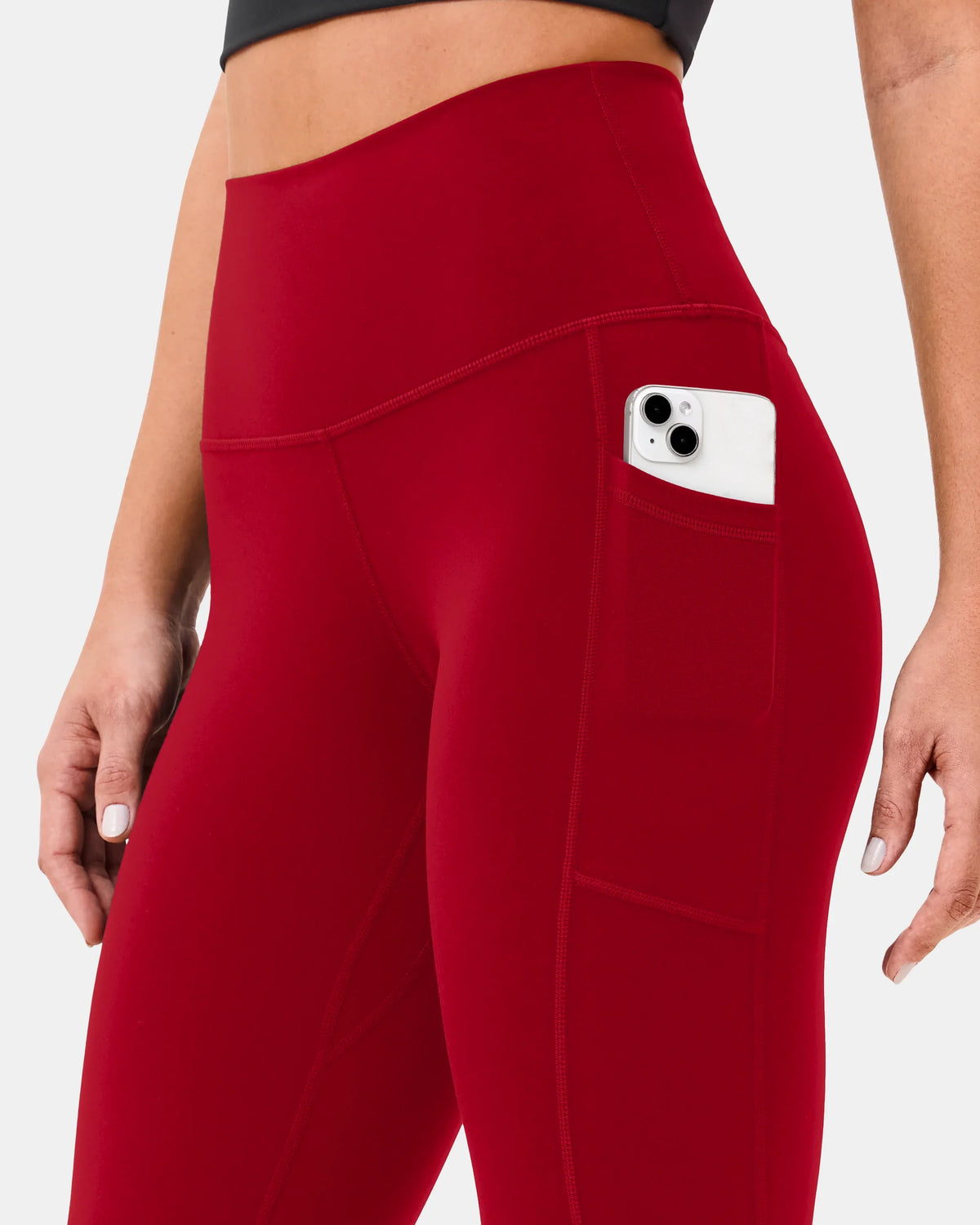 Essential High Waisted 21" Sports Legging w/ Pockets — Rose Red