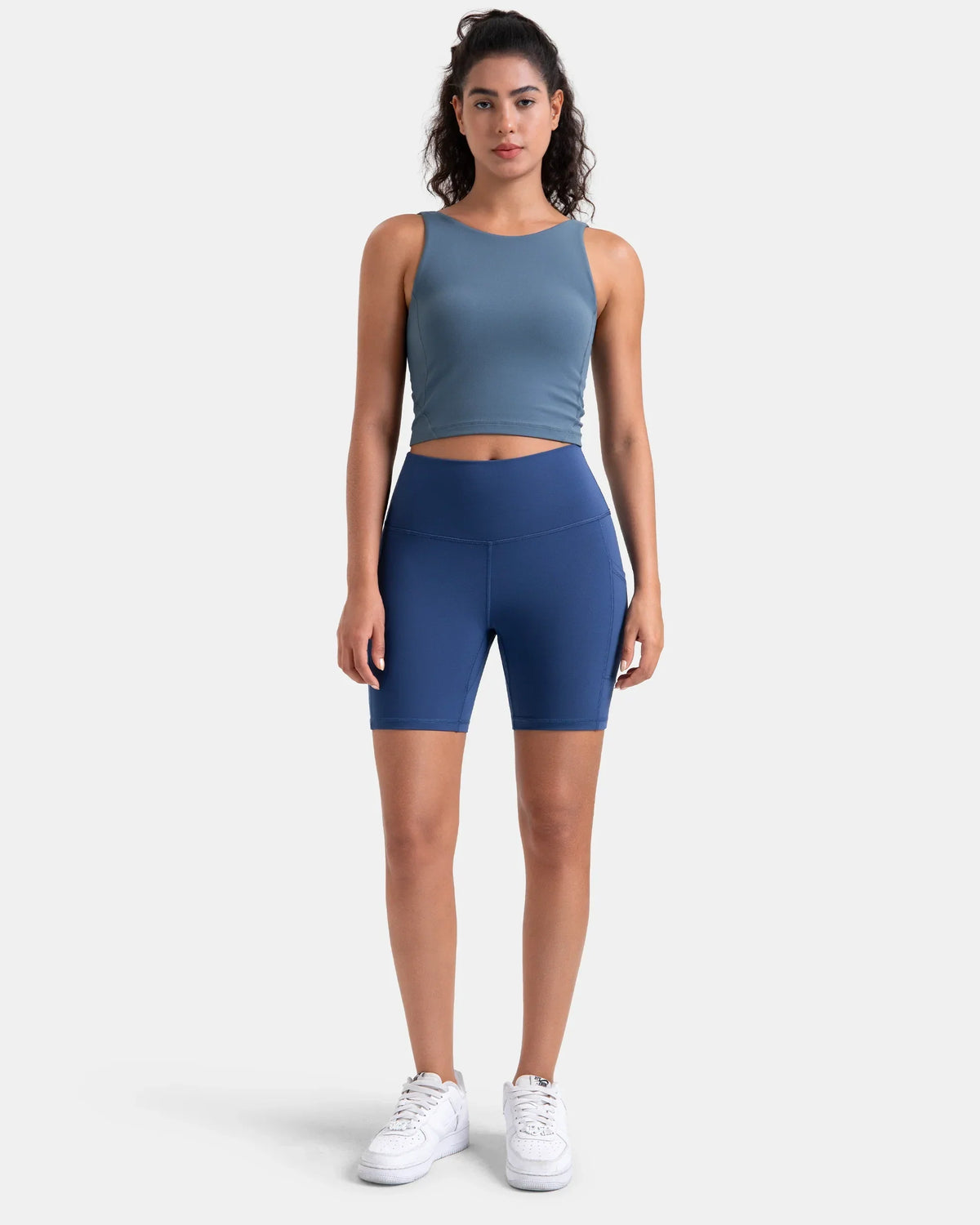 Essential High Waisted 6" Sports Short w/ Pockets — Blue Grouper
