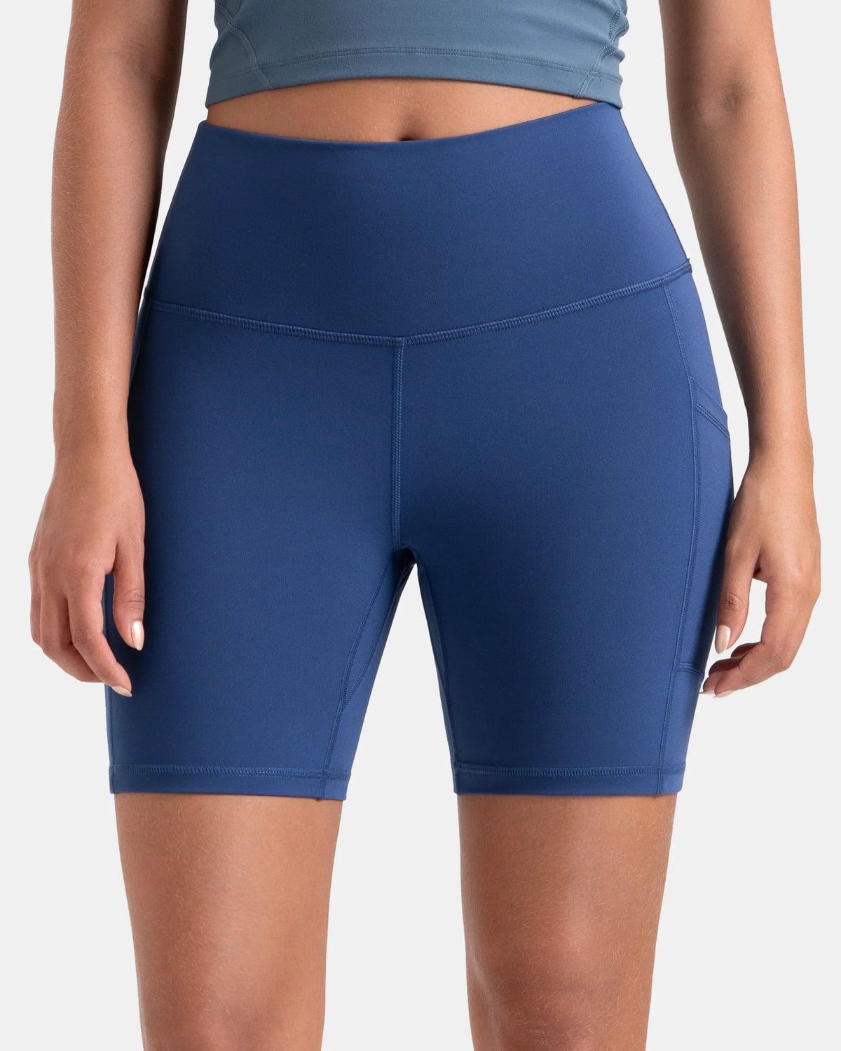 Essential High Waisted 6" Sports Short w/ Pockets — Blue Grouper