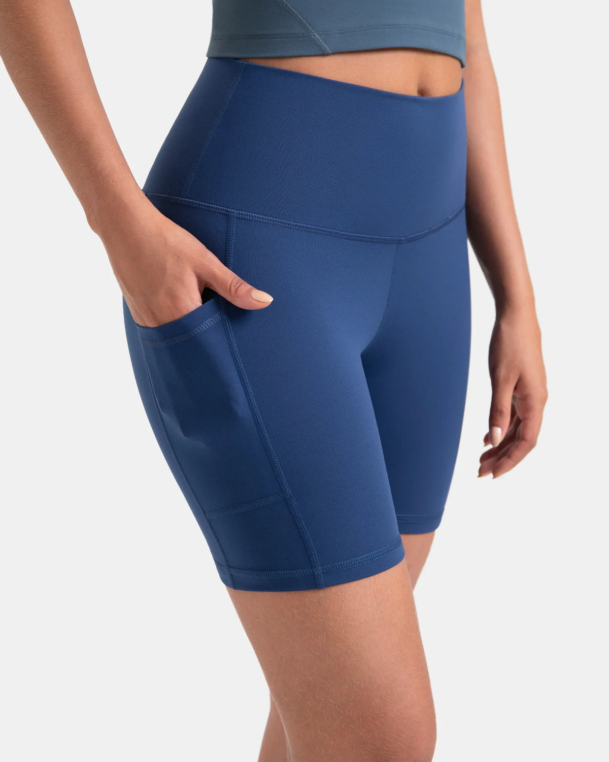 Essential High Waisted 6" Sports Short w/ Pockets — Blue Grouper
