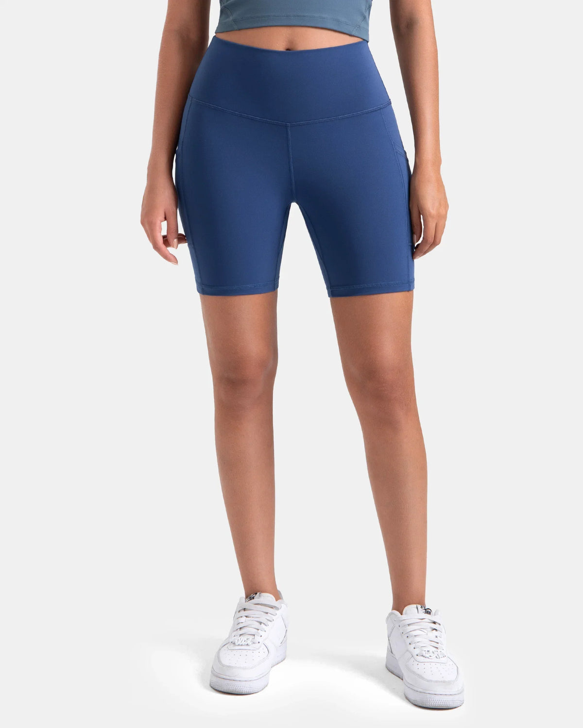 Essential High Waisted 6" Sports Short w/ Pockets — Blue Grouper