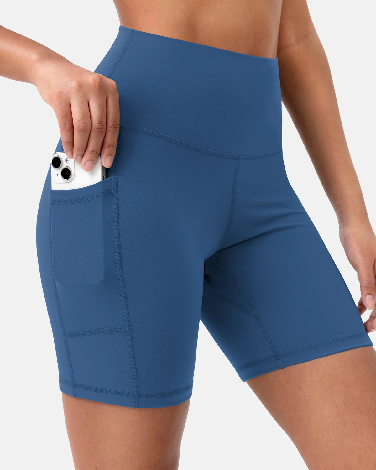 Essential High Waisted 6" Sports Short w/ Pockets — Classic Blue