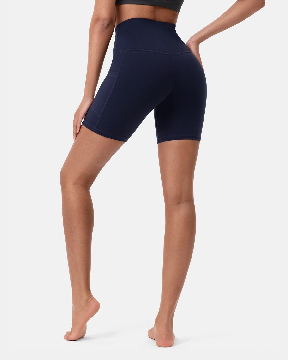 Essential High Waisted 6" Sports Short w/ Pockets — Navy