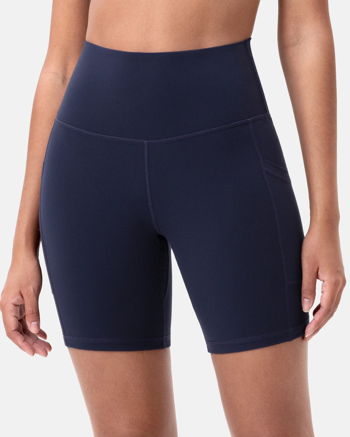 Essential High Waisted 6" Sports Short w/ Pockets — Navy