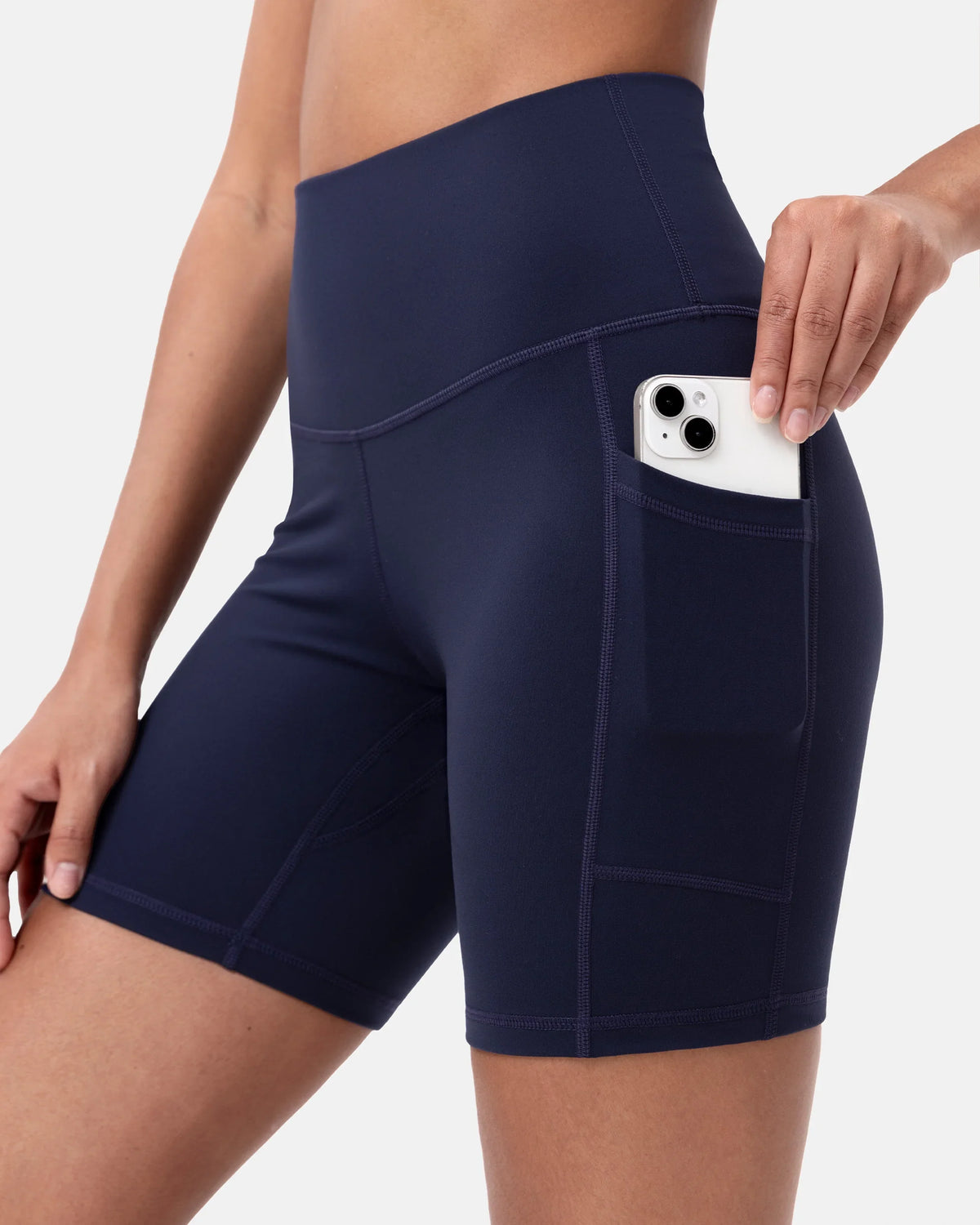 Essential High Waisted 6" Sports Short w/ Pockets — Navy
