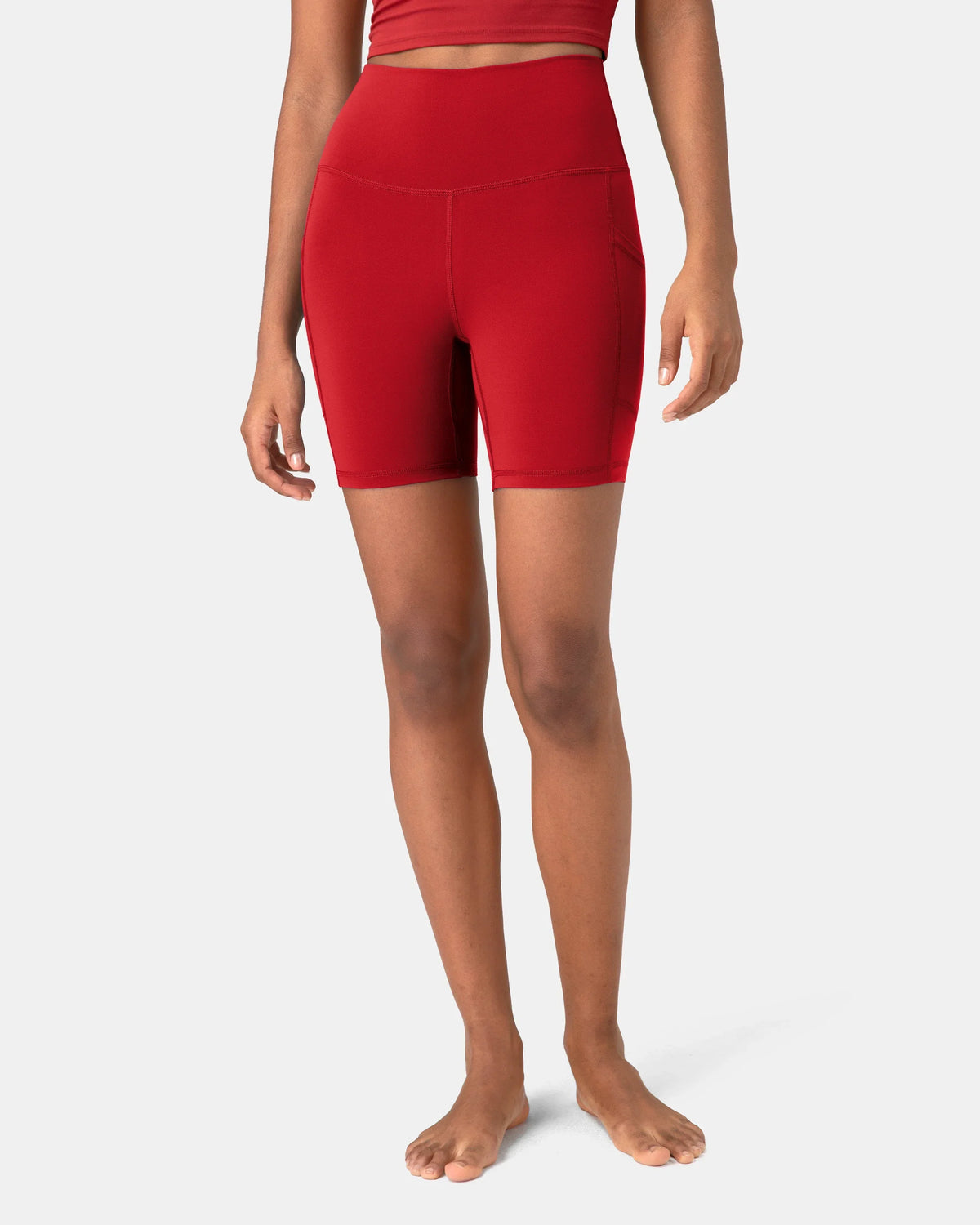 Essential High Waisted 6" Sports Short w/ Pockets — Rose Red