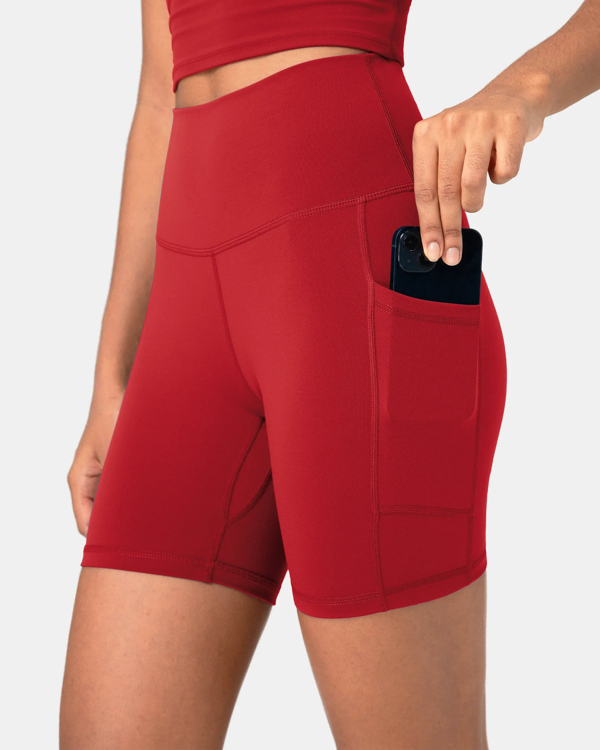 Essential High Waisted 6" Sports Short w/ Pockets — Rose Red