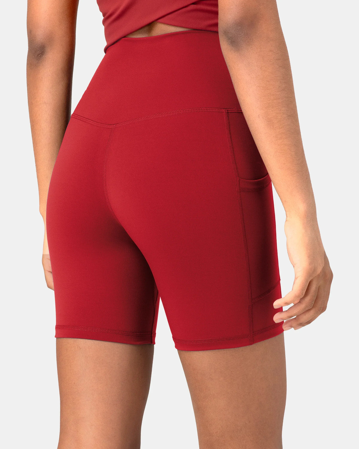 Essential High Waisted 6" Sports Short w/ Pockets — Rose Red