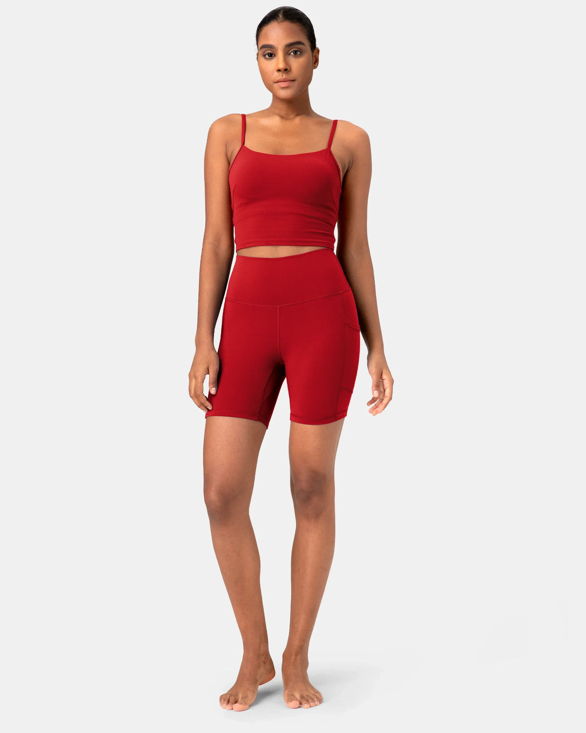 Essential High Waisted 6" Sports Short w/ Pockets — Rose Red