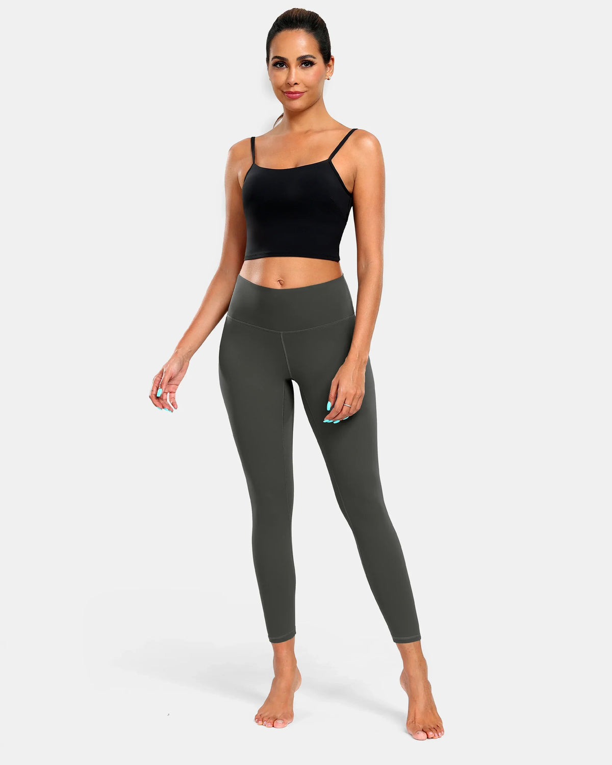 Essential High Waisted 7/8 Sports Legging — Charcoal Grey